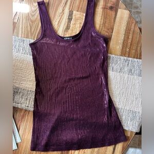 Vintage Express Purple Sequin Tank Top Medium Y2K Fairy Grunge